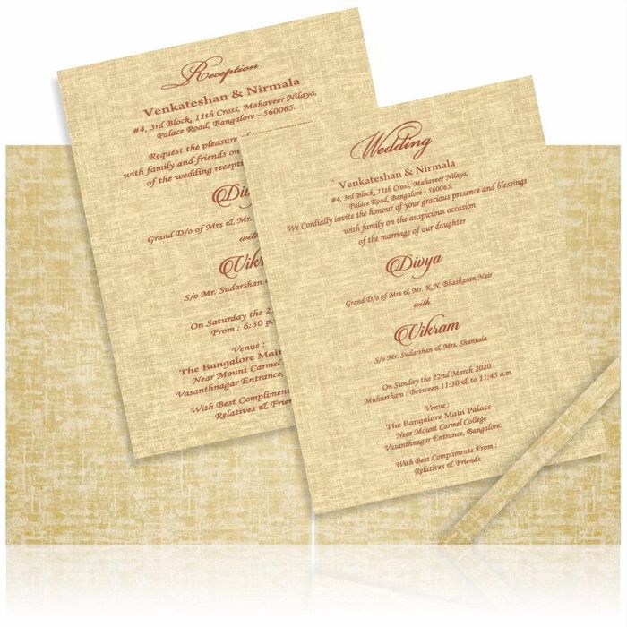 Brown Gold Floral Padded Wedding Card With Ganesha Emblem-KNPS9511N