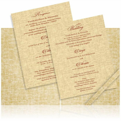 Brown Gold Floral Padded Wedding Card With Ganesha Emblem-KNPS9511N