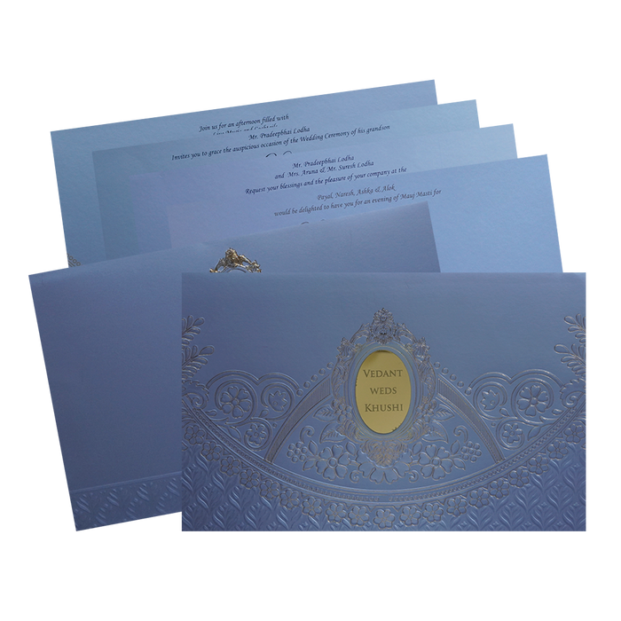 Light Blue Design Wedding Card