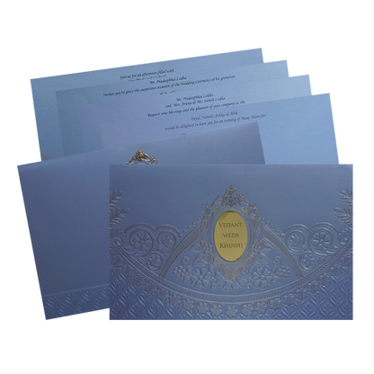 Light Blue Design Wedding Card
