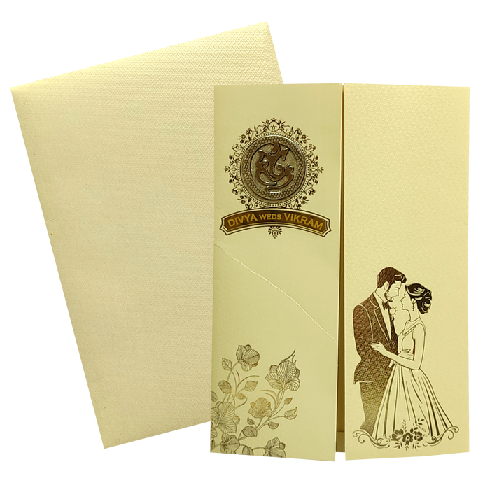 Gold Bride Groom Nameplate Marriage Card