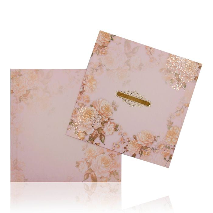 Berry Pink Floral Offset Print Invitation With Name Plate-KNKBY5406