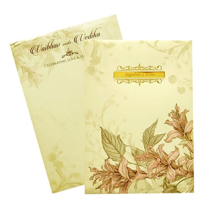 Cream Padded Daffodil Floral Invitation Card