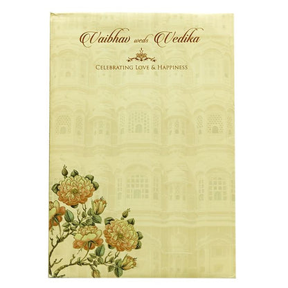 Cream Padded Lily Floral Invitation Card
