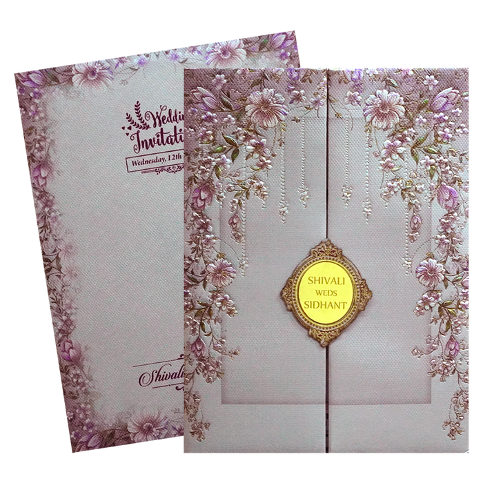 Lavender Floral Padded Wedding Card