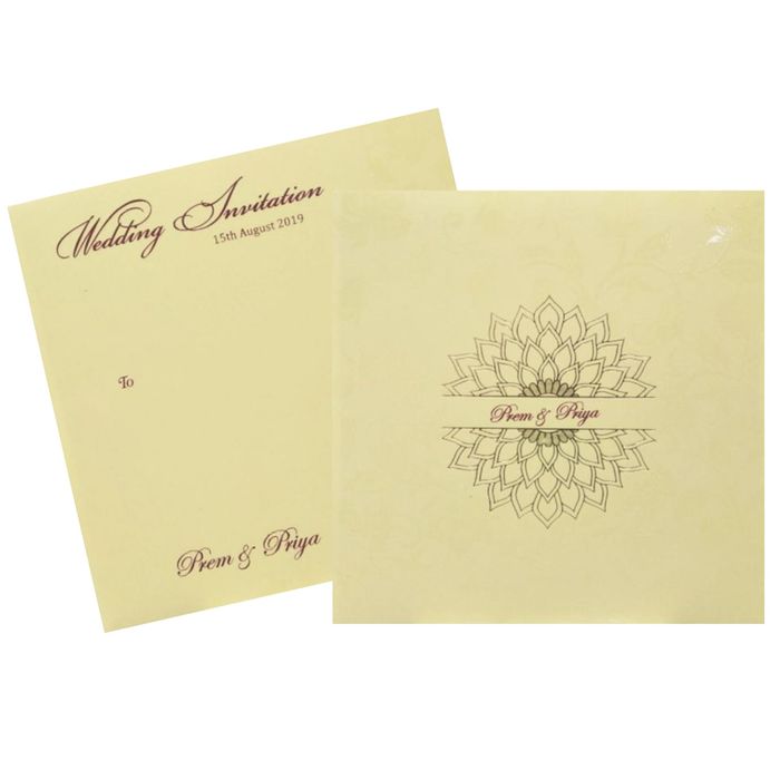 Alluring Floral Theme With Gold Foiling Wedding Card - KND8005C