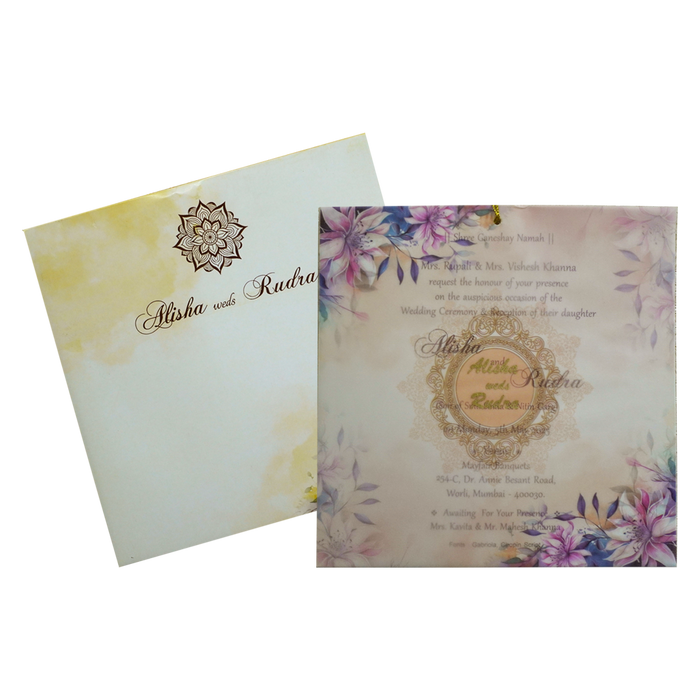 Pastel Floral Tracing Sheet Wedding Invitation