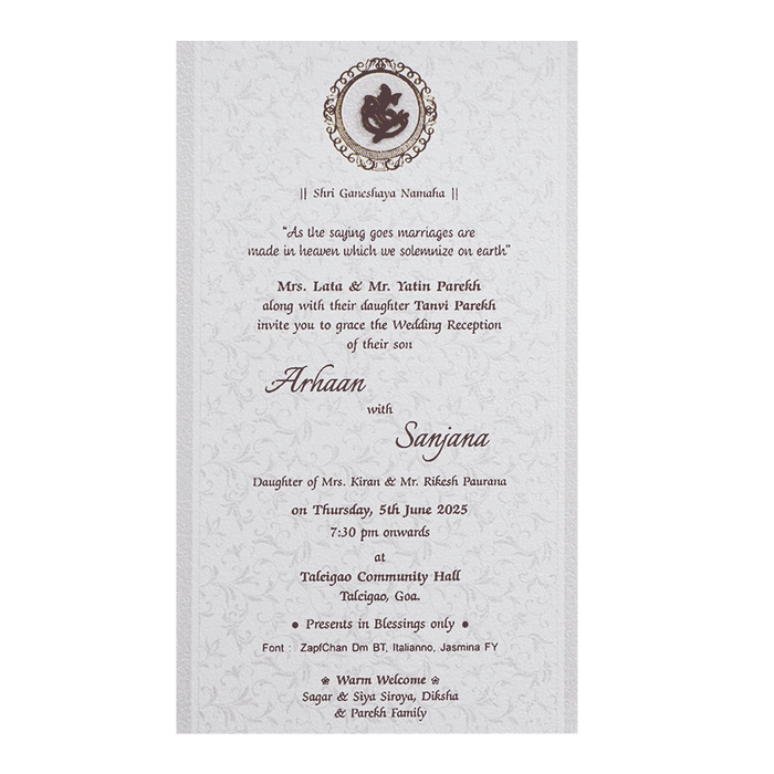 White Floral Wedding Card