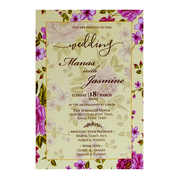 Light Pastel Yellow Marriage Card