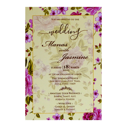 Light Pastel Yellow Marriage Card