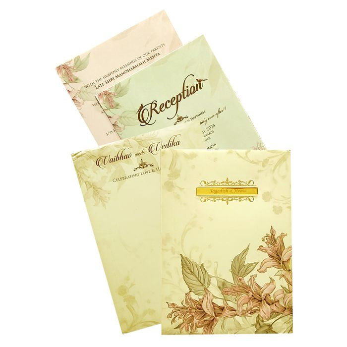 Cream Padded Daffodil Floral Invitation Card