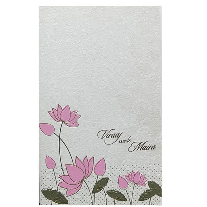 White Embossed Lotus Invitation Card