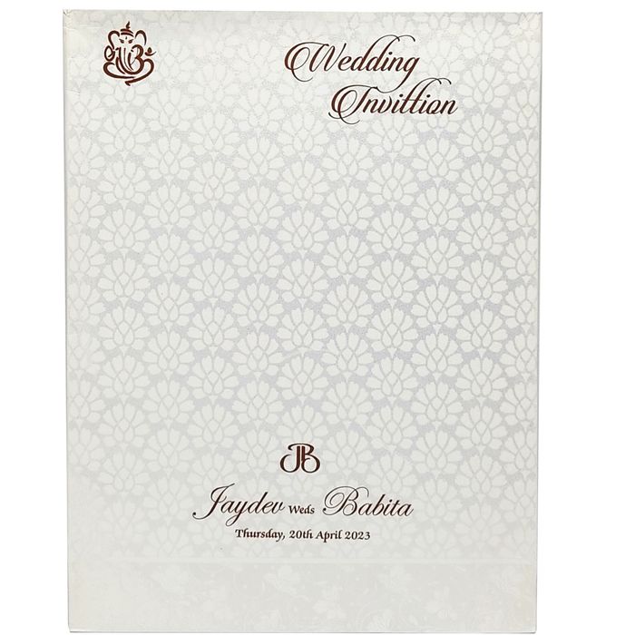 White Floral Embossed Invitation