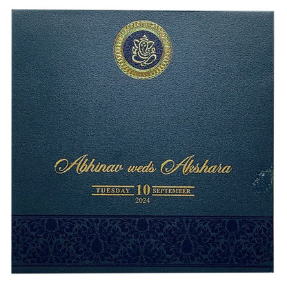 Blue Floral Door Wedding Card Design