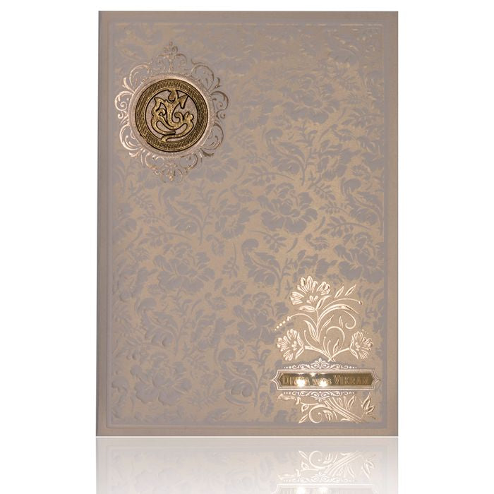 Dark Grey Screen Printed Floral Design With Ganesha Sticker-KNCG1580