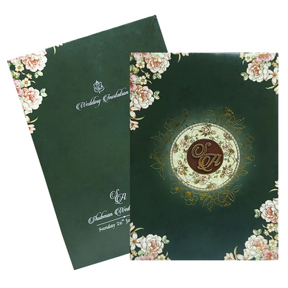 Green Floral Box Wedding Card
