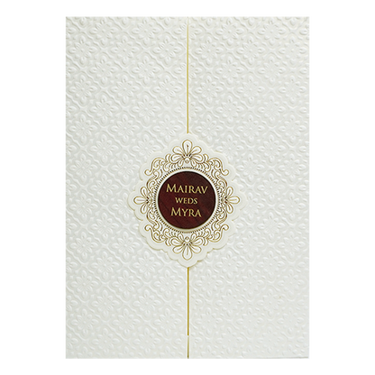 White Pattern Door Wedding Card Design