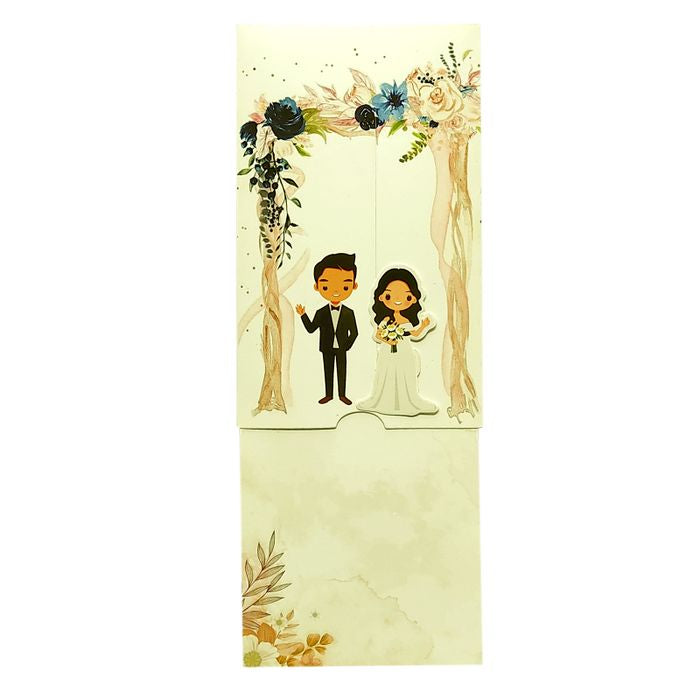 White Blue Floral Couple Slide Personal Invitation Card