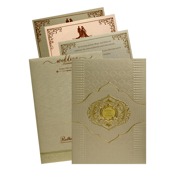Light Brown embossed Nameplate Invitation Card