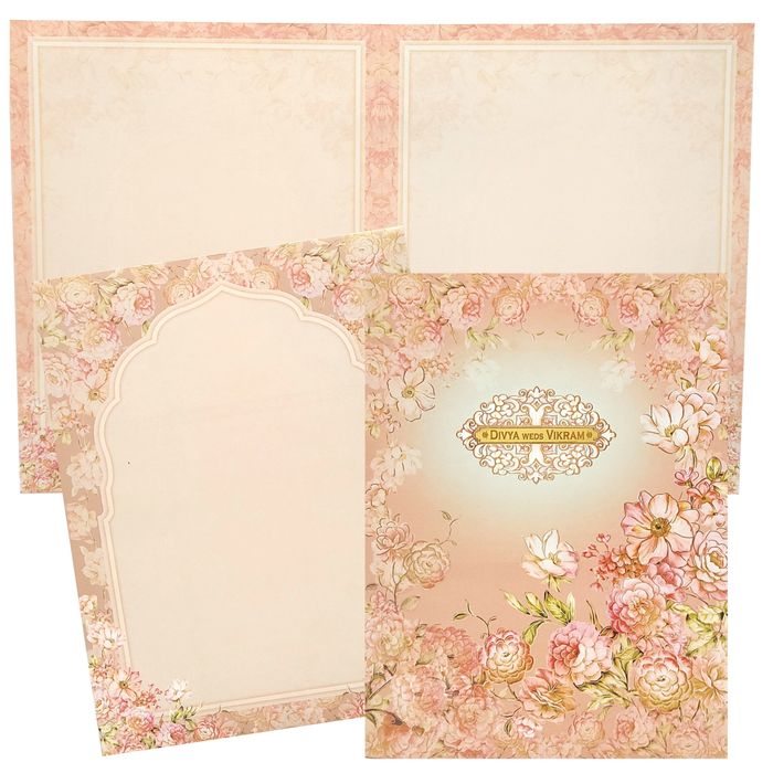 Pink Floral Invitation Card In Jumbo Size With Name Plate-KNKJ1096