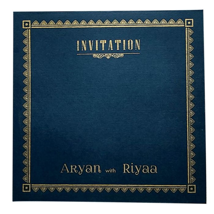 Blue Gold Single Sheet Invitation Card