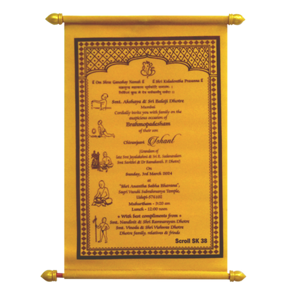 Amber Yellow Velvet Scroll Card