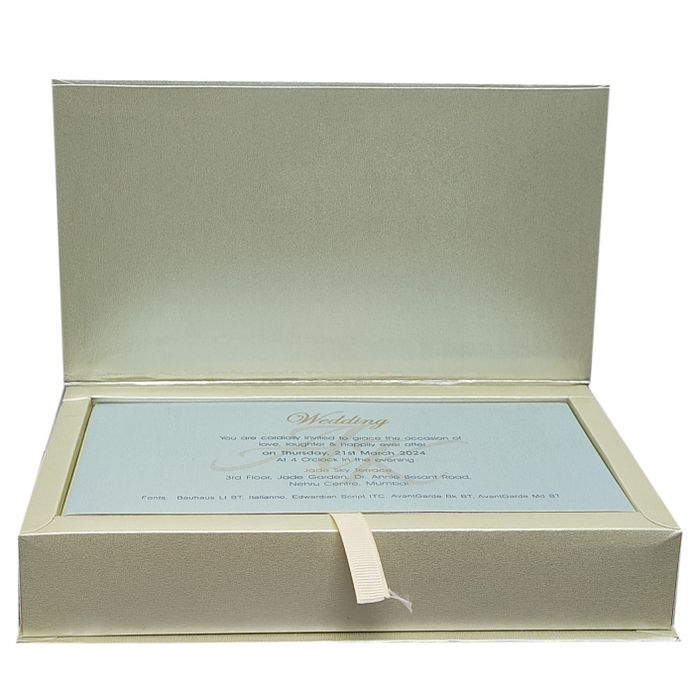 Grey Blue Design Sweet Box Invitation Card