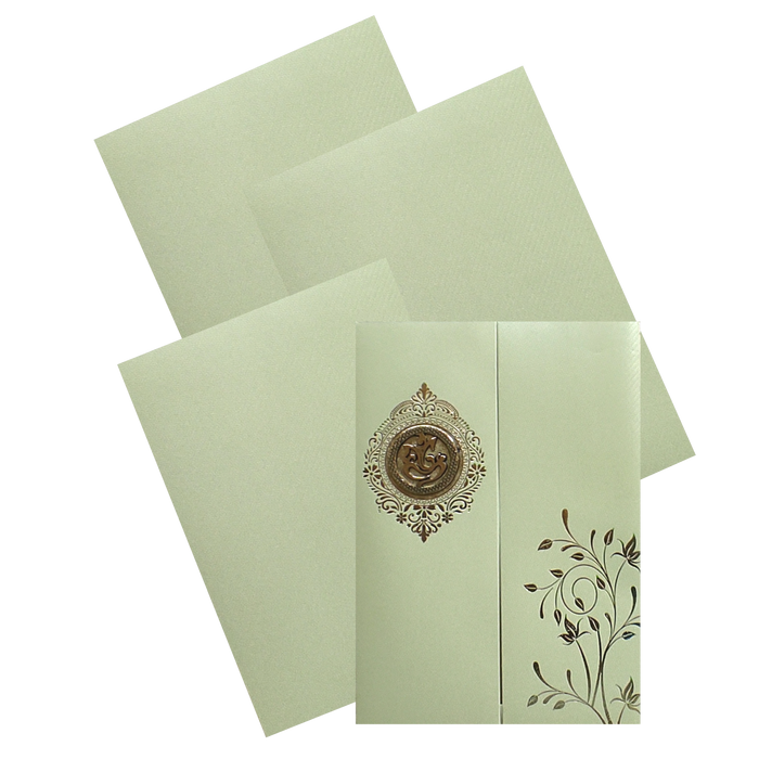 Olive Green Door texture Sheet Wedding Card