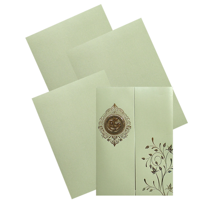 Olive Green Door texture Sheet Wedding Card