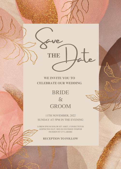 Pastel Shade Aesthetic Gold Wedding Invitation