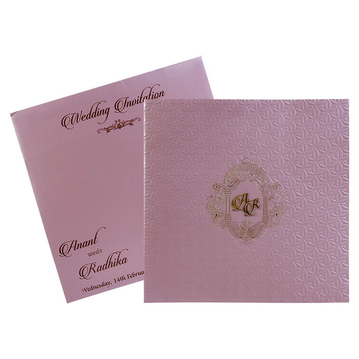 Pink Embossed Wedding Invitation