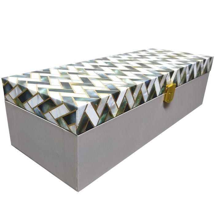 White And Grey Elongated Box Invitation-KBX0201