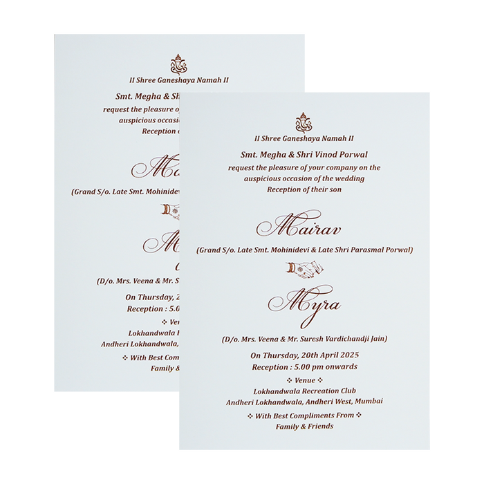 White Acrylic Embossed Wedding Invitation