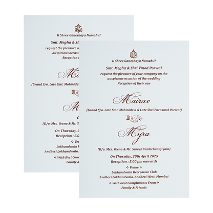 White Acrylic Embossed Wedding Invitation