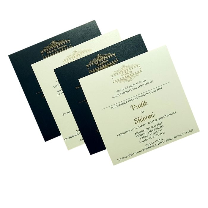 Blue Floral Nameplate Door Invitation Card