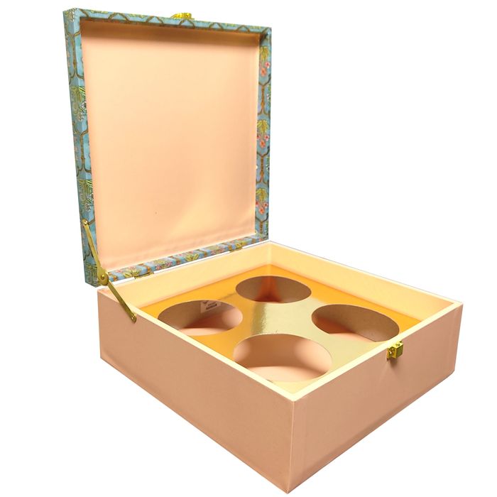 Green Floral Square Box Invitation-KBX0504