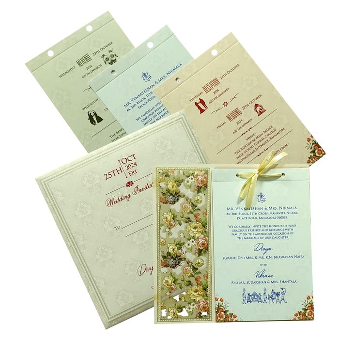 Green Laser Cut Mdf Invitation Card