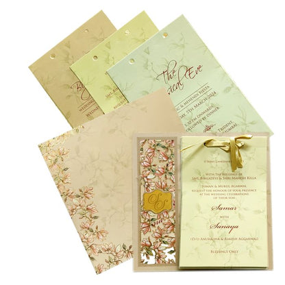 Pink Floral Laser Cut MDF Invitation Card