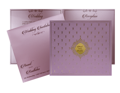 Lavender Embossed Pattern Wedding Invitation