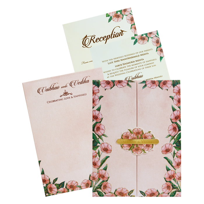 Peach Door Wedding Invitation Card