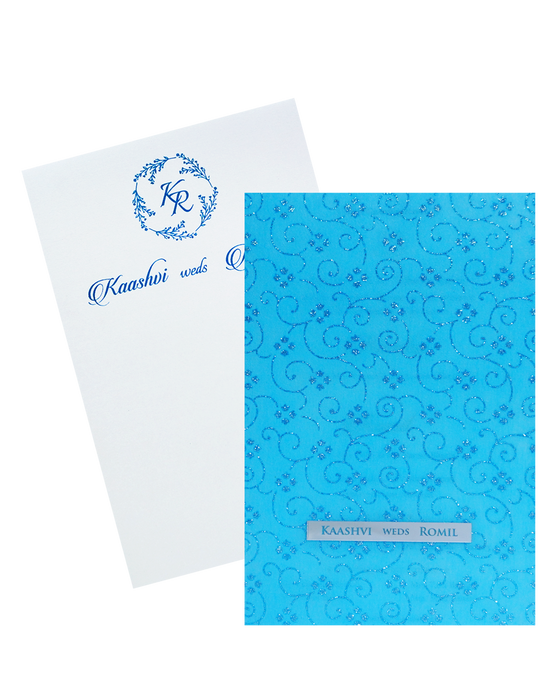 Blue Glitter Tracing Sheet Invitation Card