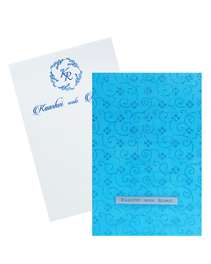 Blue Glitter Tracing Sheet Invitation Card