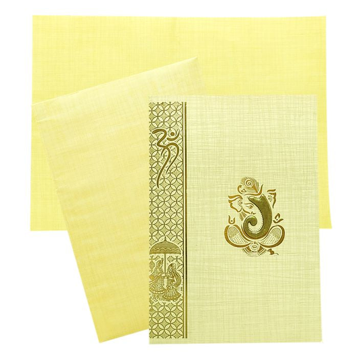 Cream Ganesha Border Invitation Card