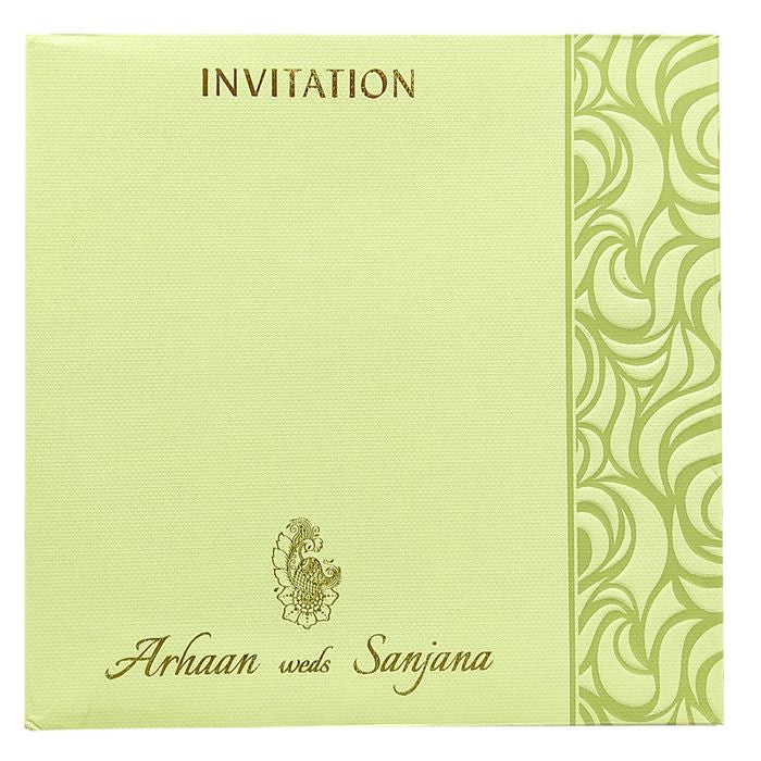 Green Embossed Padded Invitation Card