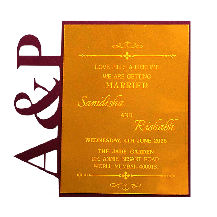 Royal Maroon MDF Invitation