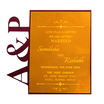 Royal Maroon MDF Invitation
