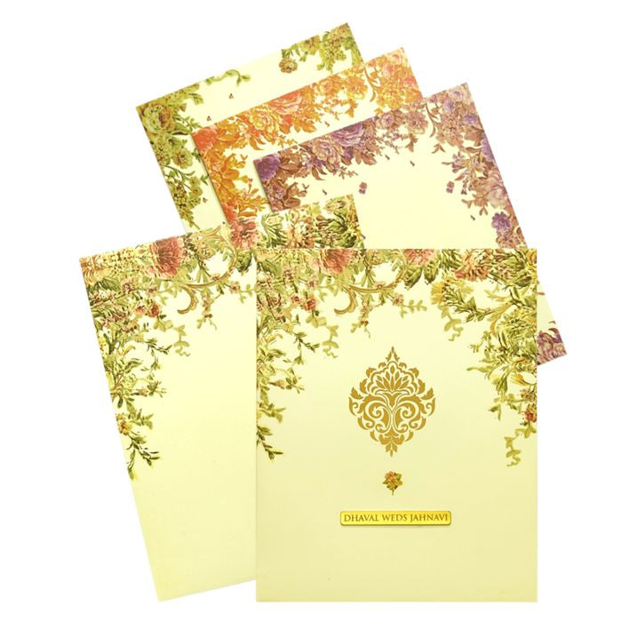 Yellow Floral Royal Wedding Card Design