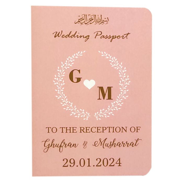 Pink Passport Invitation Card