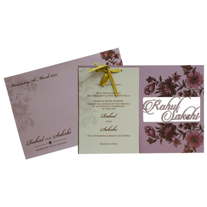 Lavender Floral MDF Wedding Card