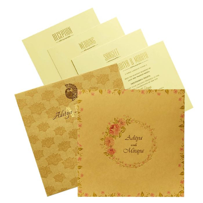 Brown Pink Floral Invitation Card